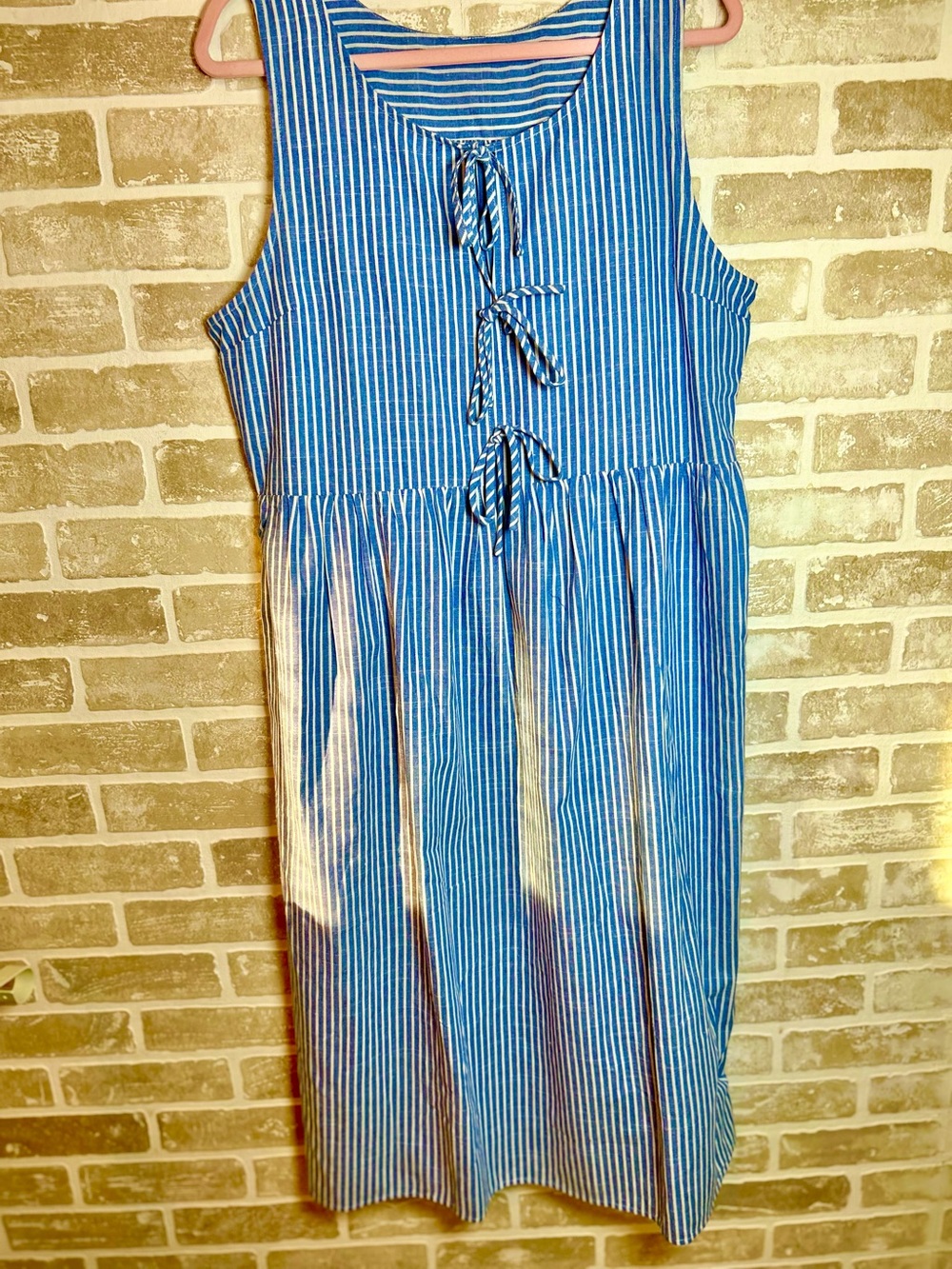 Staccato Blue and White Striped dress,denim style .